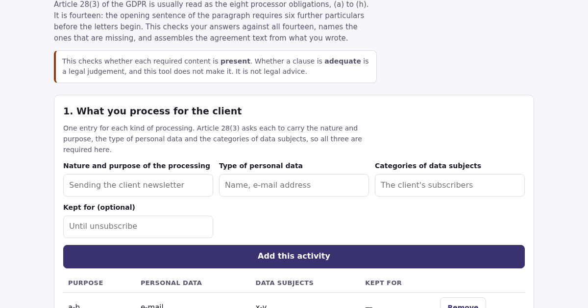 DPA Checklist: The Fourteen Contents Article 28(3) Requires